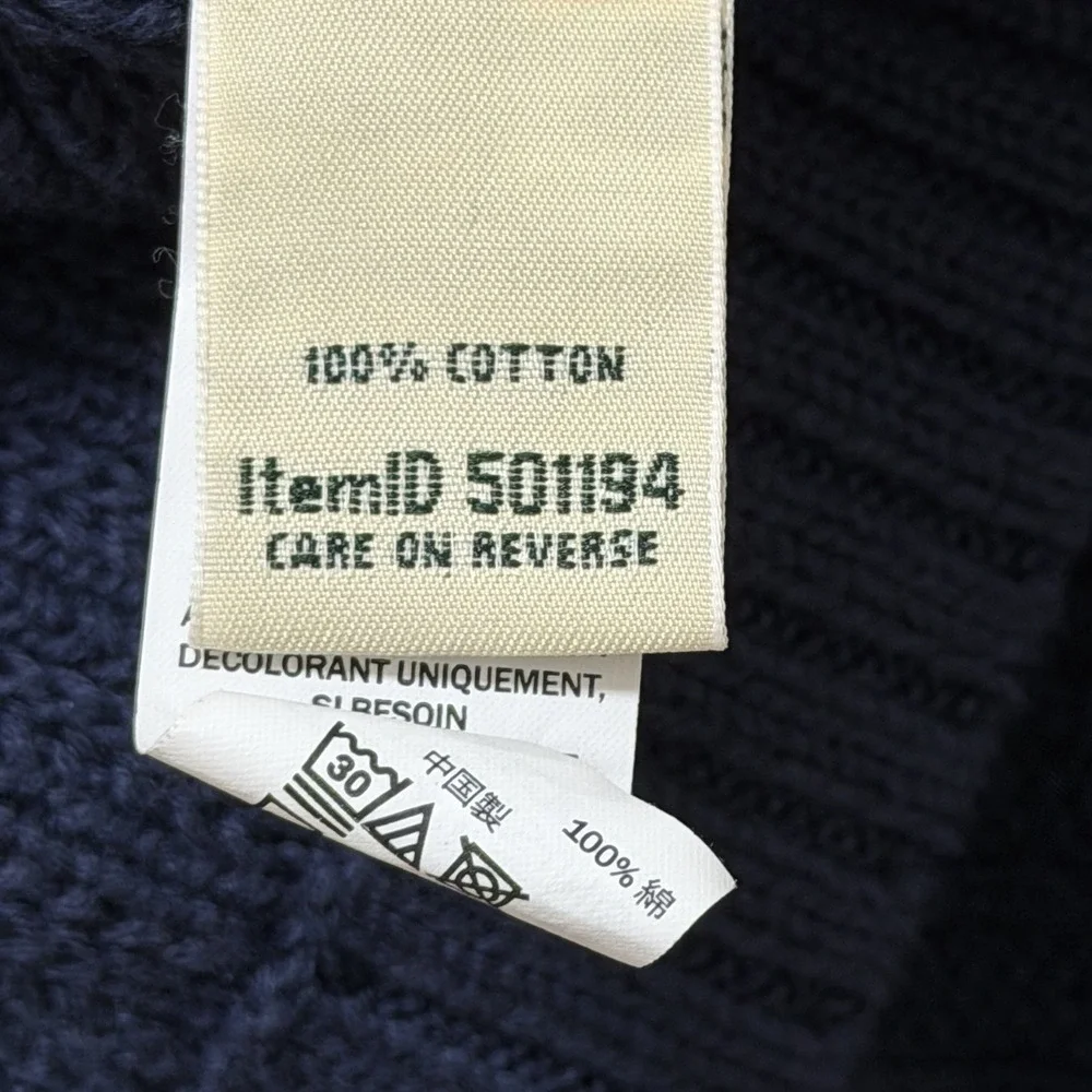 LL Bean Women Shaker Stitch Open Long Cardigan Size M Navy Chunky Knit Cabincore